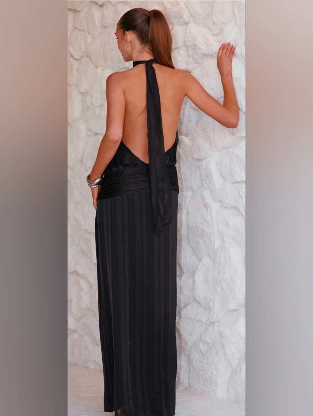 Peppermayo Willow Maxi Dress Black Halter Neckline Elegant Dinner Party 4 NWT - Picture 2 of 10